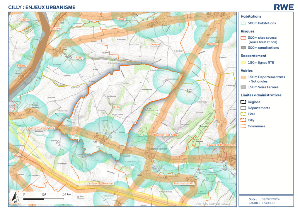 Carte des enjeux du projet de Cilly